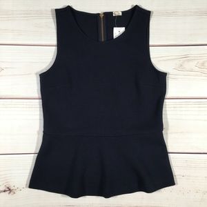 NWT J CREW Navy Peplum Top Size XS
